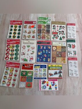 Lot of Vintage 1980s Christmas Holiday Stickers (Eureka, Hallmark, Dennison…)